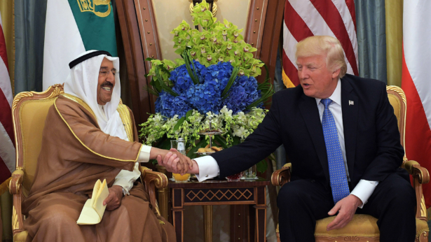 President Donald Trump (R) and Kuwait's Emir Sheikh Sabah al-Ahmad al-Jaber al-Sabah take part in a bilateral meeting at a hotel in Riyadh on May 21, 2017. (Mandel Ngan/AFP/Getty Images)