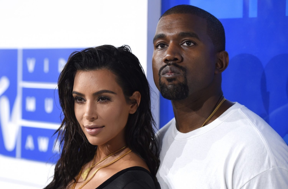 In this Aug. 28, 2016 file photo, Kim Kardashian West, left, and Kanye West arrive at the MTV Video Music Awards in New York