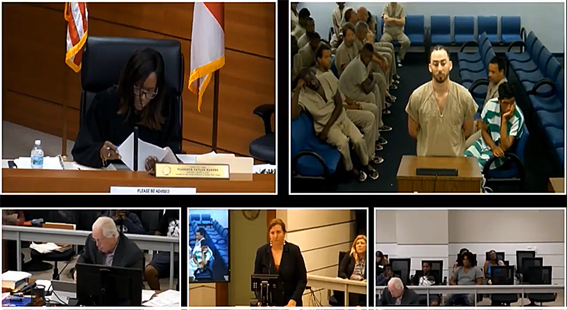 Whelden (top right) at his video-link arraignment on June 11. (Sun-Sentinel screenshot)