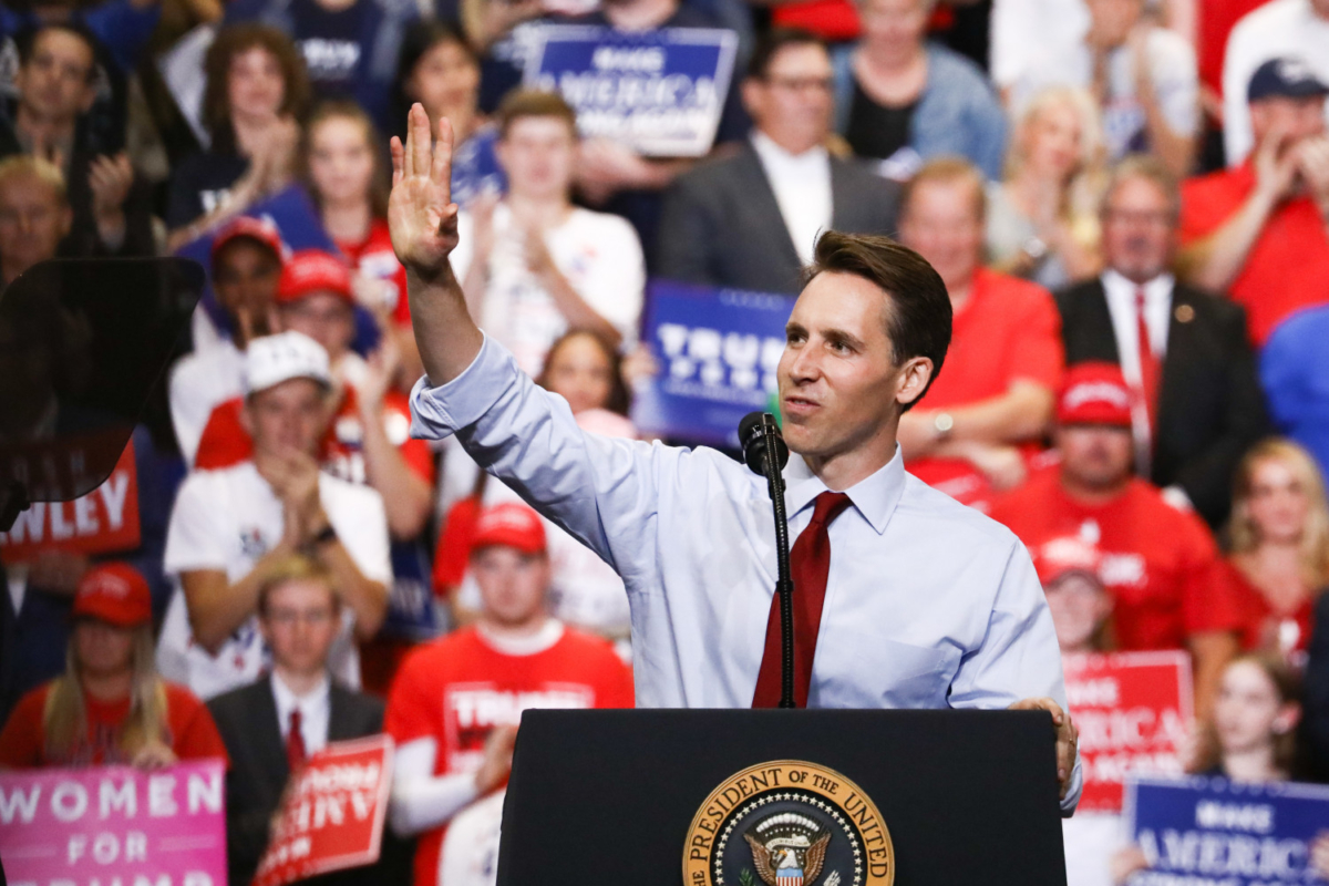 GOP Senate candidate Josh Hawley at a MAGA rally