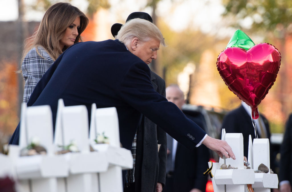 President Donald Trump paying respects in Pittsburgh
