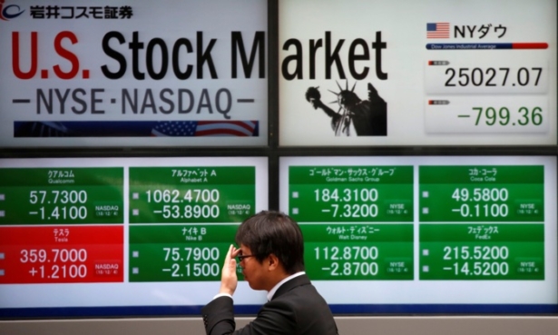 U.S. stock market indicators in Tokyo, Japan