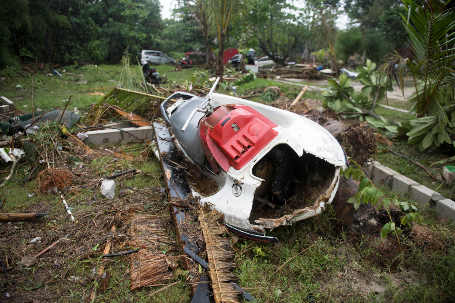a broken jet ski in Indonesia