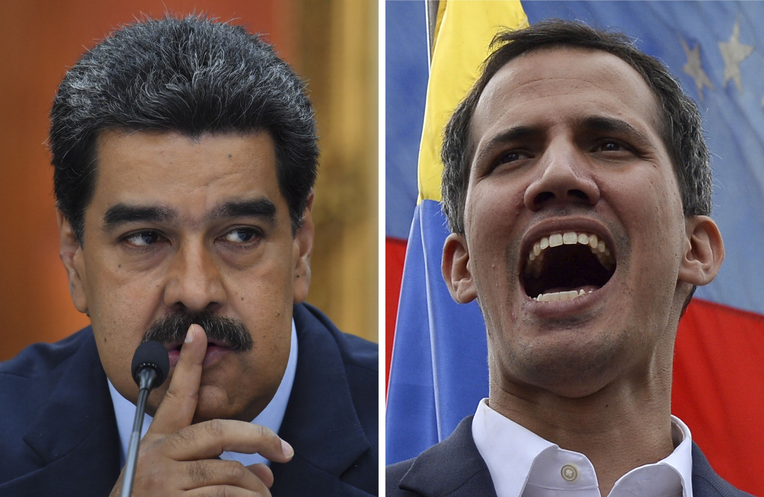 Nicolás Maduro (L) and Juan Guaidó (R)