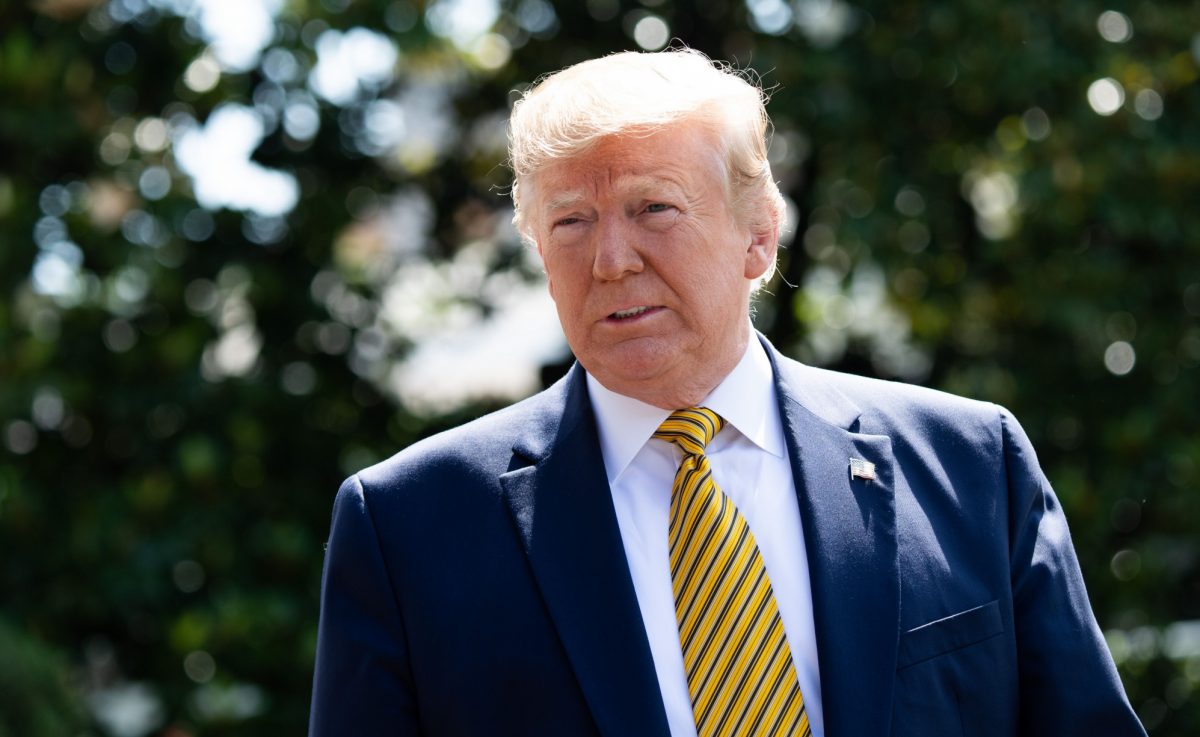 President Donald Trump speaks to the media