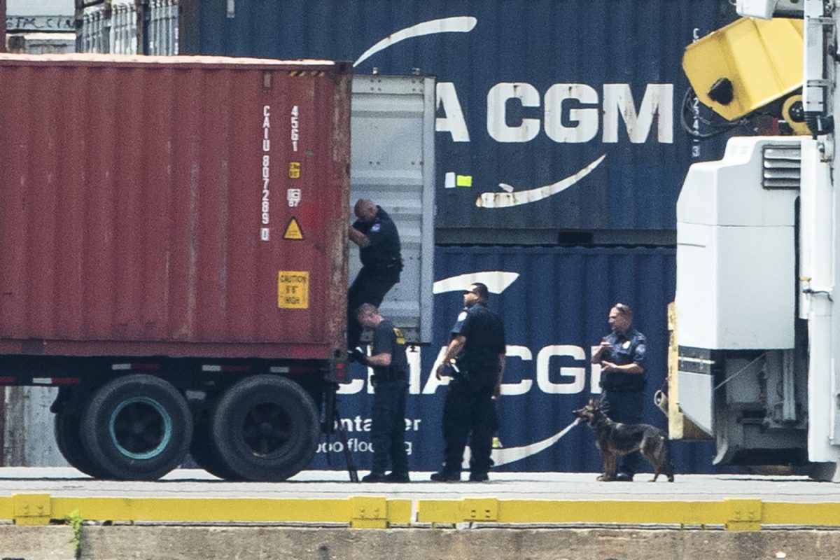 Authorities search a container 