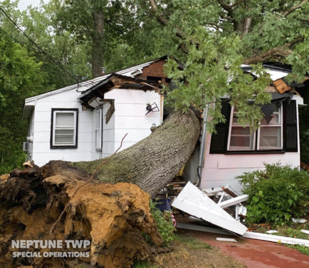 A tree crashed through a home during a severe storm