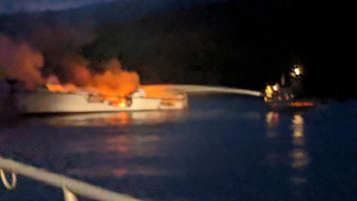 California boat on fire