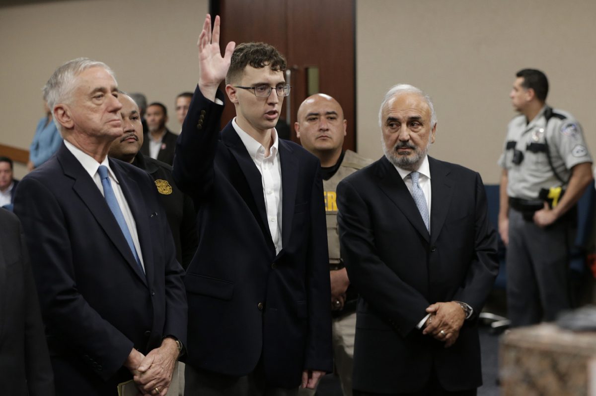 El Paso Walmart shooting suspect Patrick Crusius is arraigned Thursday, Oct. 10, 2019 in the 409th state District Court with Judge Sam Medrano presiding. (Mark Lambie/The El Paso Times via AP, Pool)
