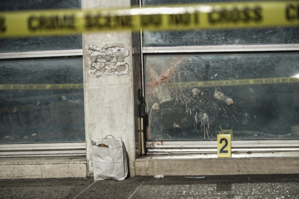 A crime scene is seen