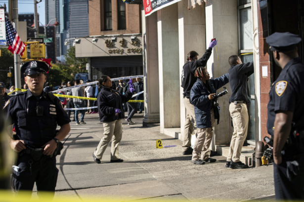 officers investigate the scene of an attack