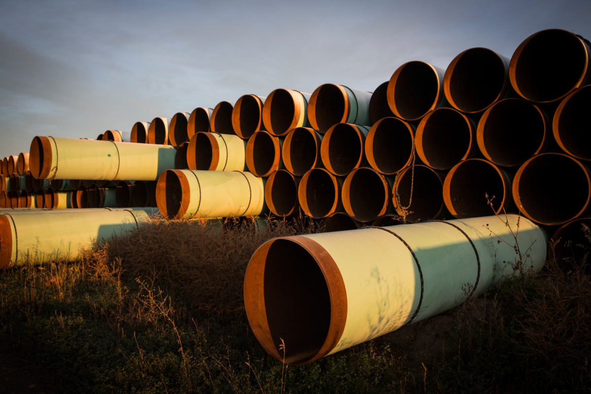 Pipe prepared for the proposed Keystone XL pipeline