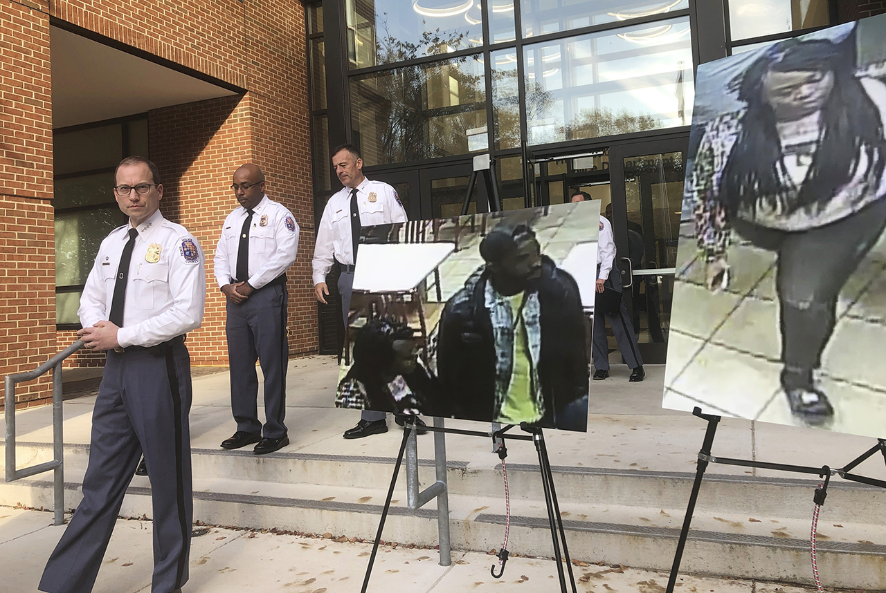 Prince George's County Police Chief Hank Stawinski addresses reporters outside a police station