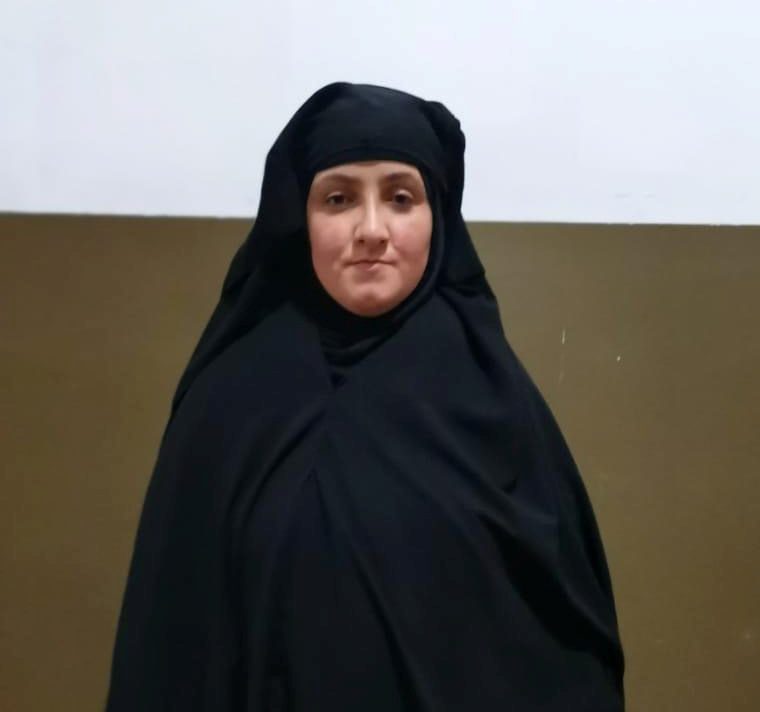 A woman, believed to be the daughter-in-law of Rasmiya Awad, sister of slain Islamic State leader Abu Bakr al-Baghdadi