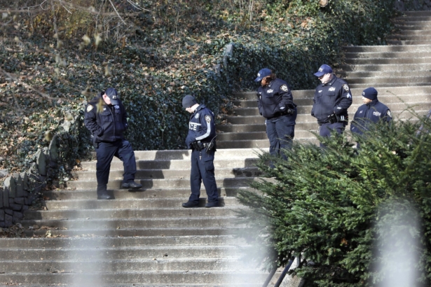 Law enforcement officers search Morningside Park
