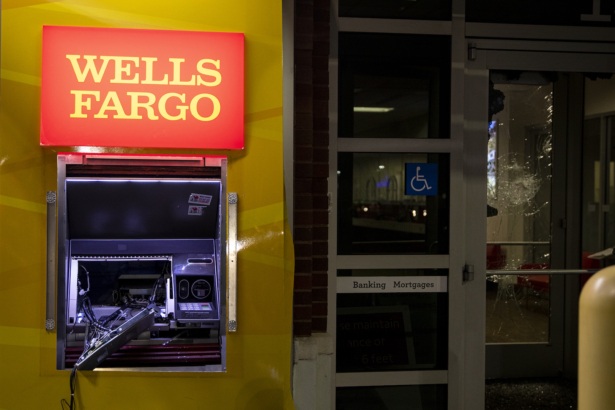 A broken ATM at a Wells Fargo Bank at Park West Town Center in West Phil.