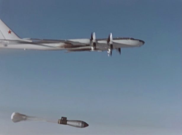 A plane drops the so-called Tsar Bomba