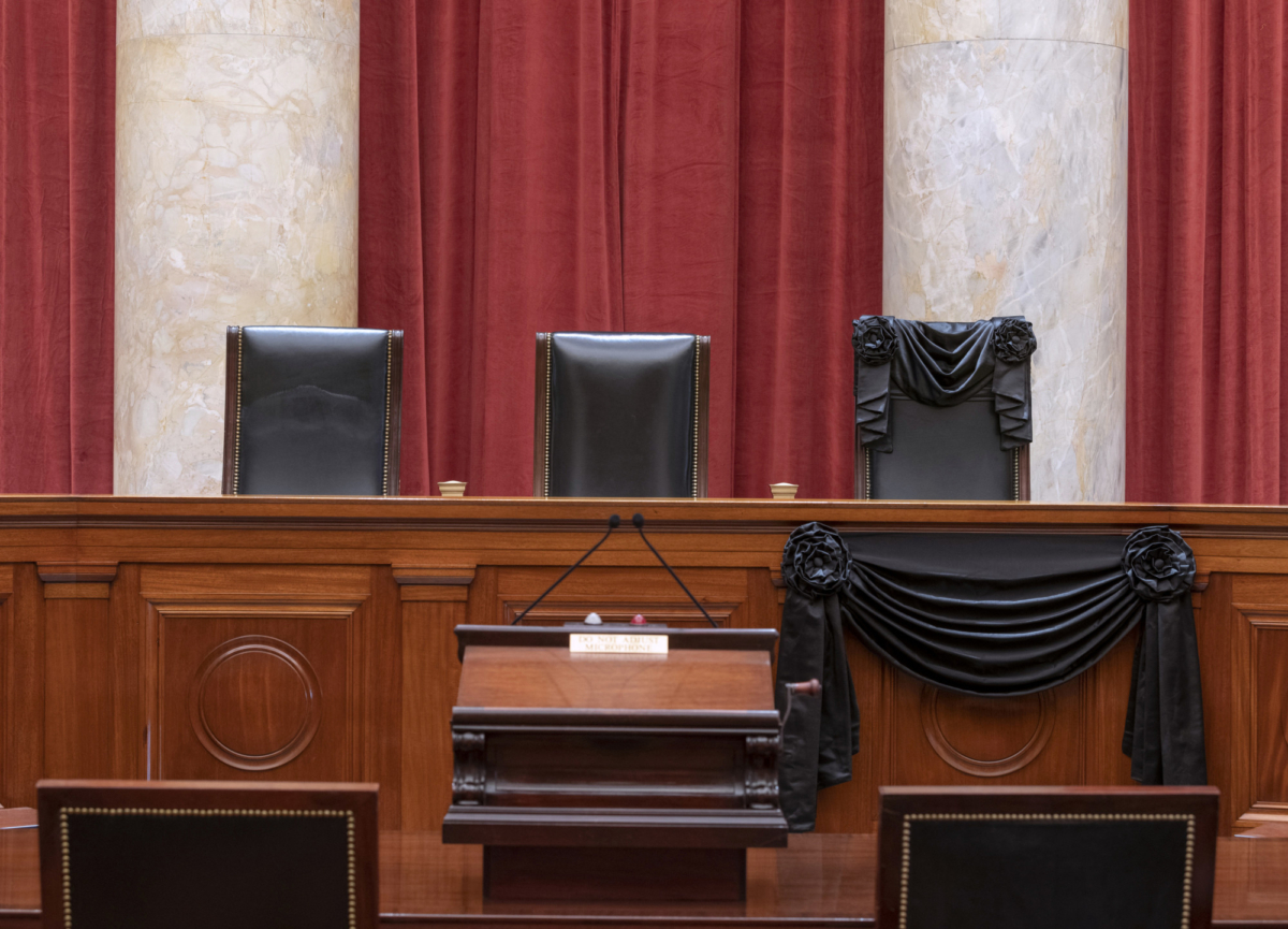 The bench and seat of Associate Justice Ruth Bader Ginsburg