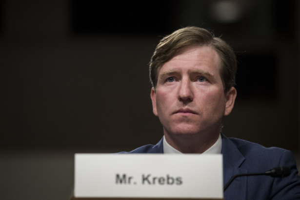 Chris Krebs testifies during a Senate hearing