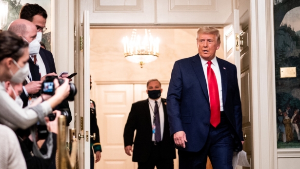 President Trump Participates In Thanksgiving Video Teleconference With Military Members