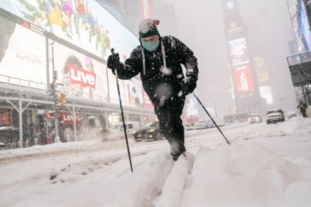 Skiing through Times Square