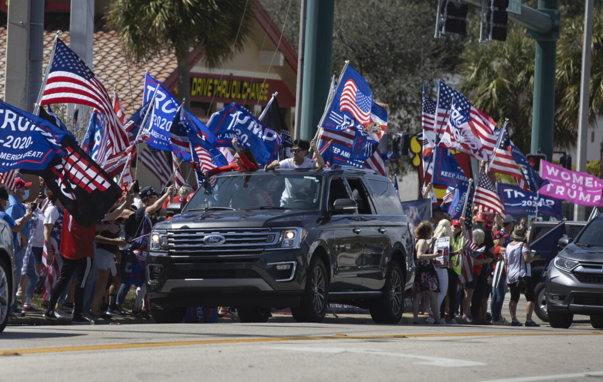 Pro Trump Rally Held Near Trump's Mar-a-Lago Estate On Presidents' Day