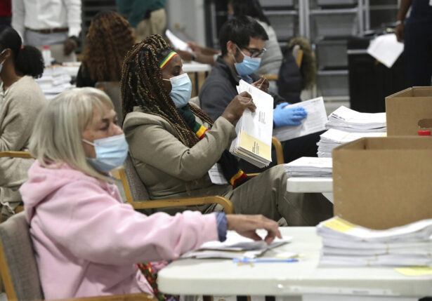 Election workers check-in