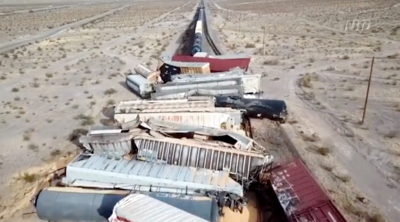 44 Train Cars Derail in California Desert