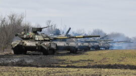 Ukraine Rehearses Repelling Tank Attack Near Russian-Annexed Crimea