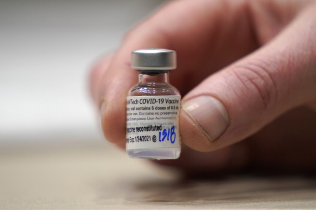 A vial of the Pfizer vaccine for COVID-19