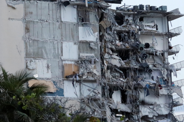 A bunk bed (top right) is seen in a partially collapsed building in Surfside, Fla., on June 24, 2021. (Marco Bello/Reuters)