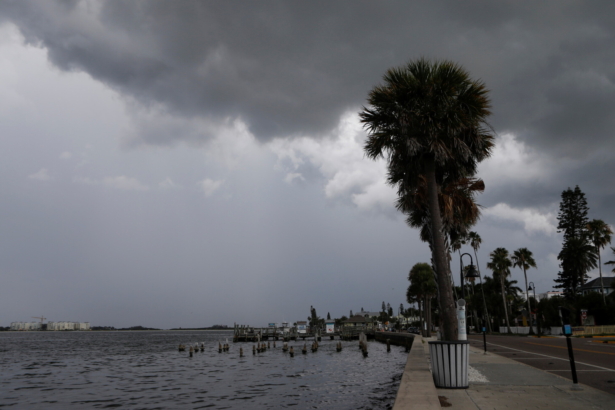 Dark clouds loom over the Pass-A-Grille channel