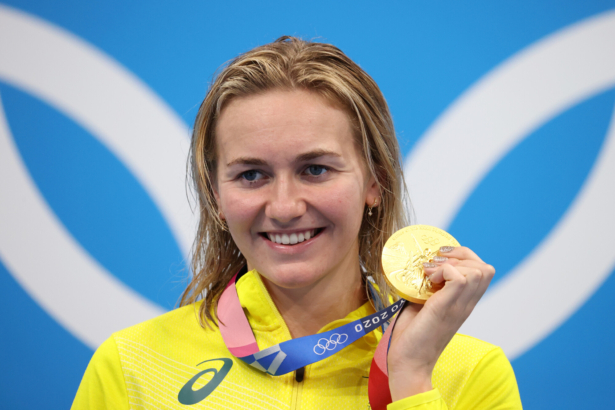 Ariarne Titmus of Team Australia poses