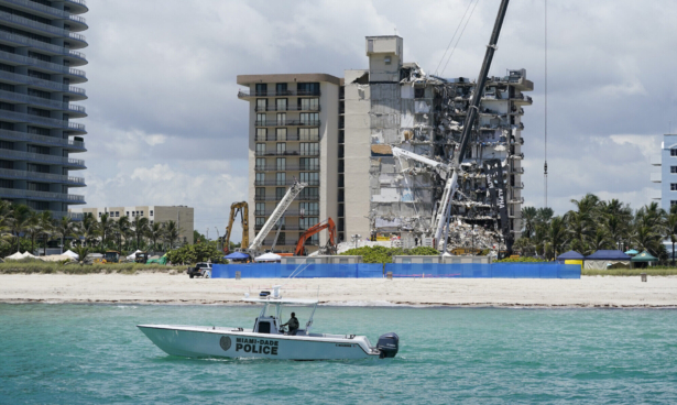 A Miami-Dade County Police boat patrols