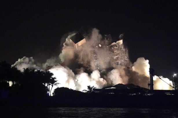 The remaining structure of the Champlain Towers South condo
