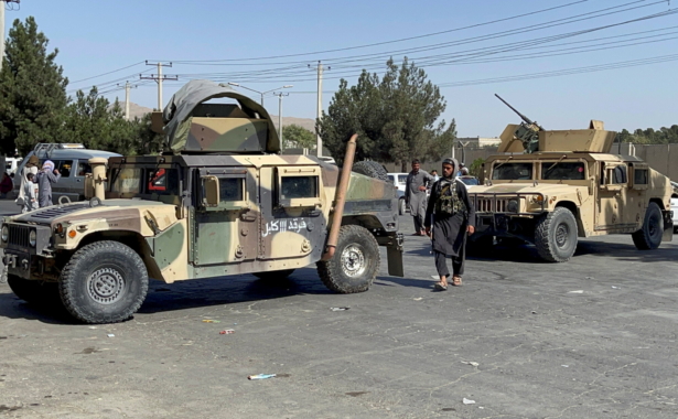 Taliban forces block the roads