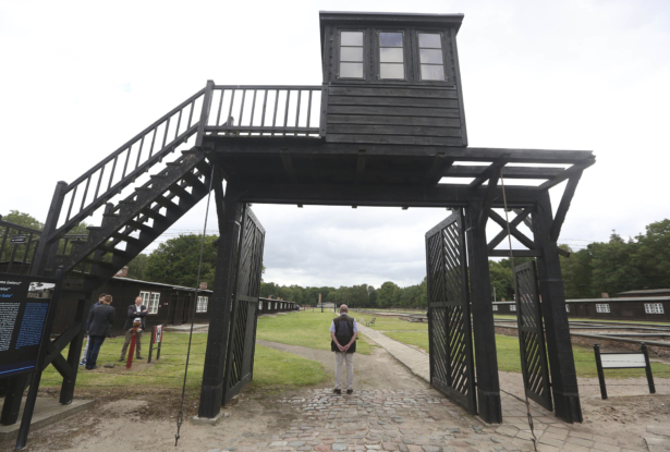 he wooden main gate leads into the former Nazi German Stutthof concentration camp