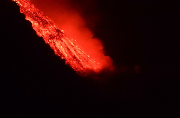 Lava flows into the sea