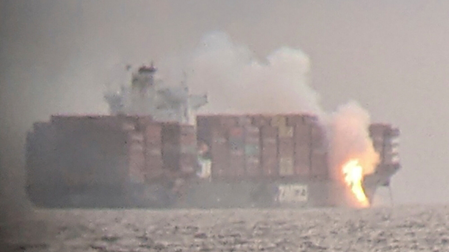 Fire Breaks Out on Container Ship Off West Coast, Expelling Toxic Materials: Officials