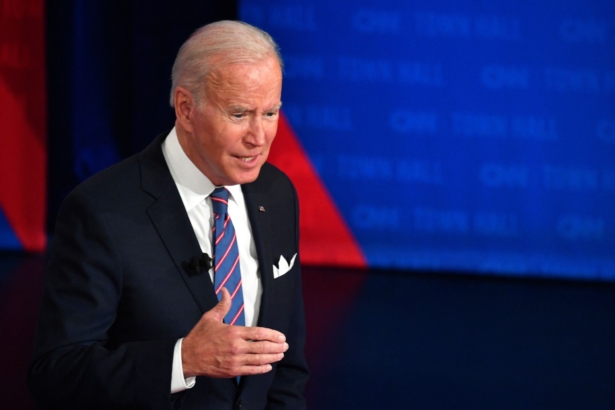 U.S. President Joe Biden participates in a CNN