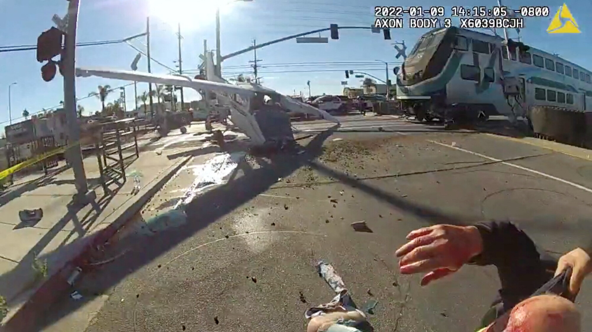 Plane Hit by Train After Crashing on Train Tracks in California