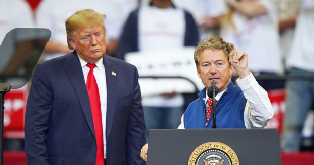 Donald Trump looks at Sen. Rand Paul