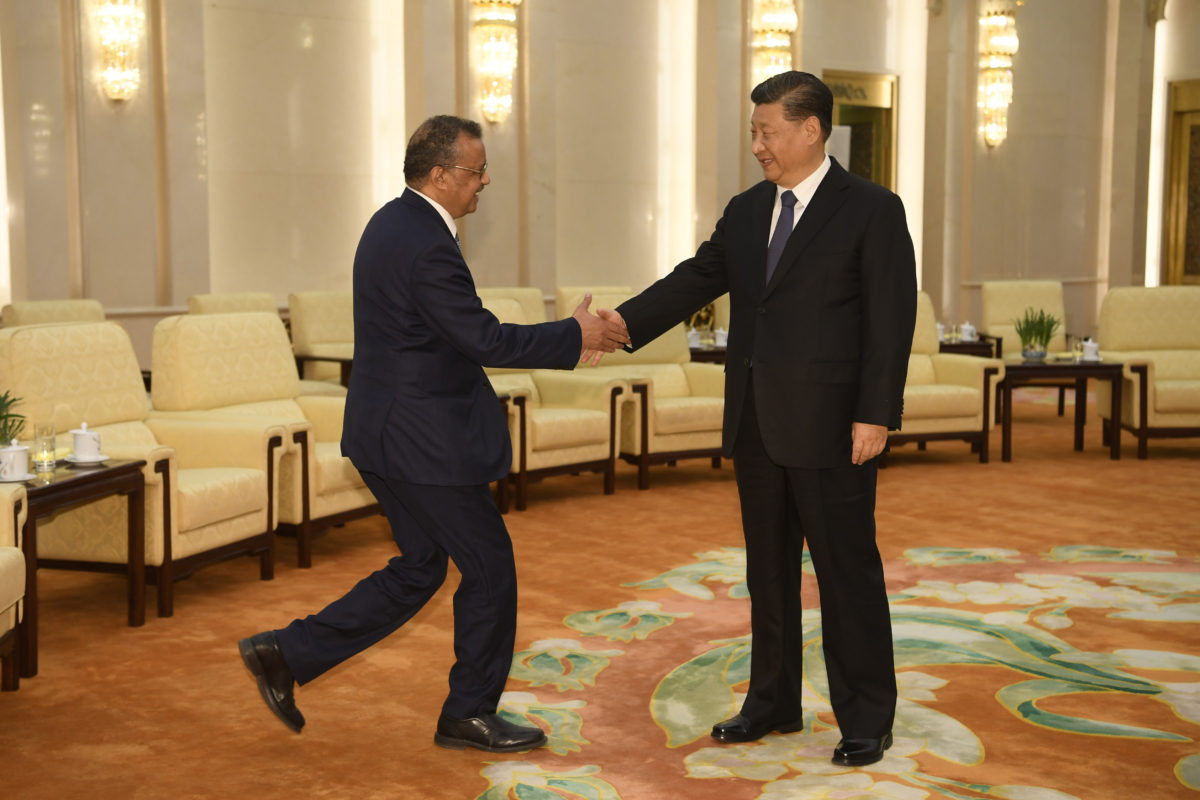 World Health Organization director general Tedros and Xi