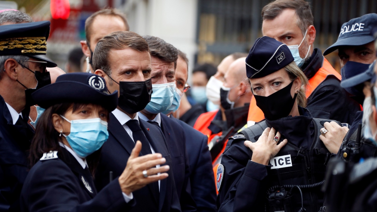 French President Emmanuel and Nice mayor Christian Estrosi Macron,