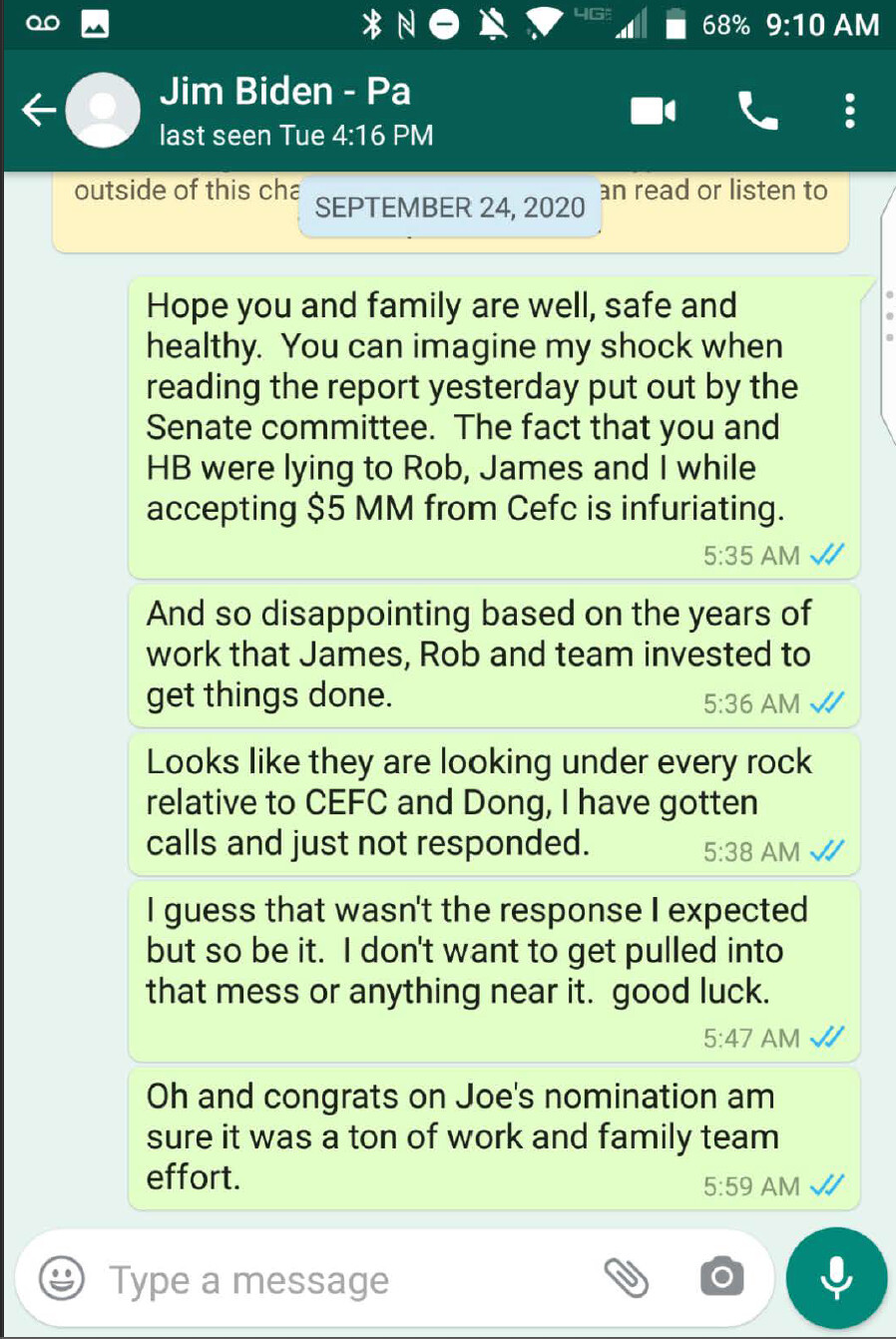 Text message from Tony Bobulinski