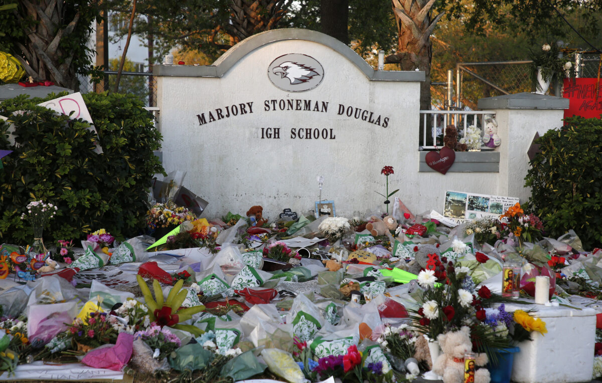 makeshift memorials at in Parkland, Florida