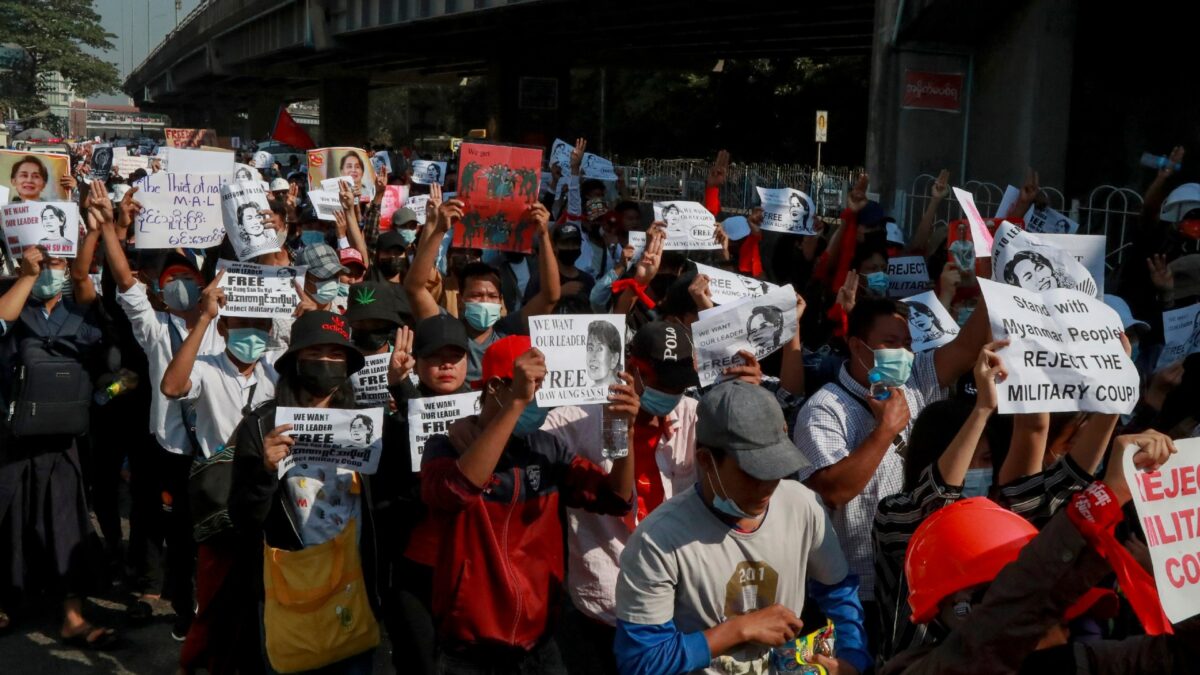 Demonstrators in Burma