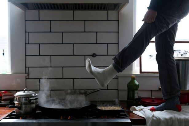 warm feet over gas stove