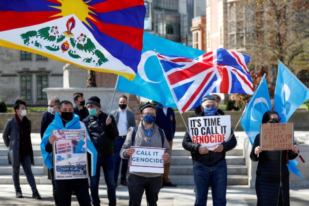 Demonstrators against Uyghur genocide