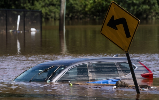 A car flooded